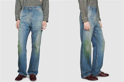 new gucci jeans with grass stains|Gucci Debuts $1,200 Jeans Designed with Grass Stains Around .